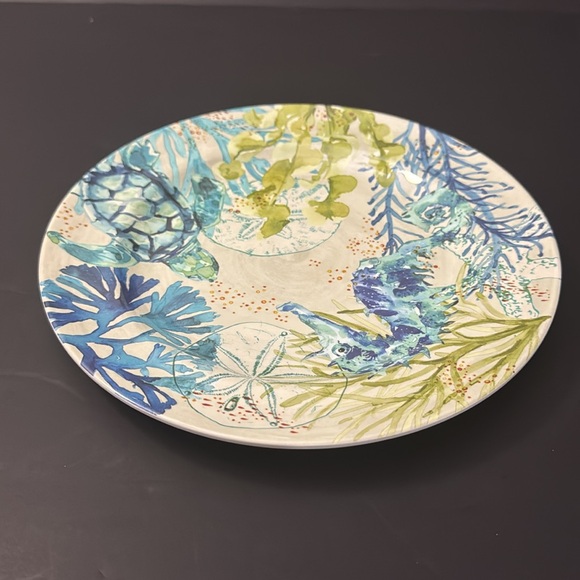 4pc SIGRID OLSEN Blue and Green Coastal Art Salad Plate Set - Melamine - Picture 3 of 6
